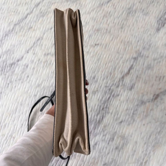 Authentic Balenciaga Cream Canvas Navy Leather Crossbody Pouch - Picture 6 of 8